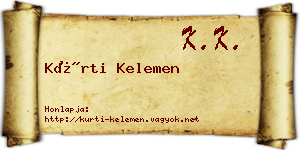 Kürti Kelemen névjegykártya